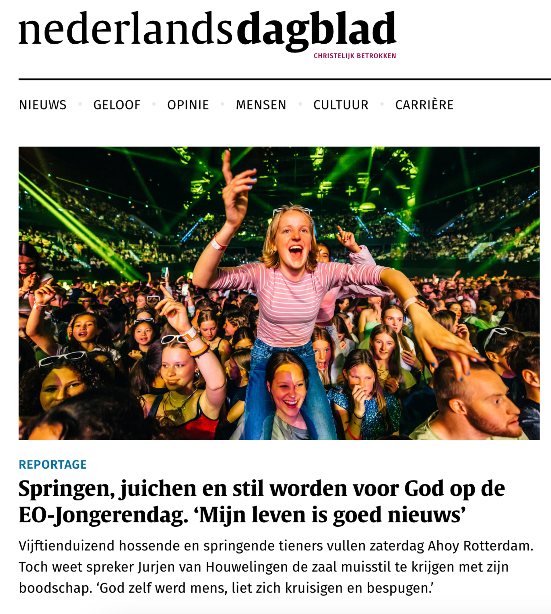 Nederlands Dagblad over EO-Jongerendag