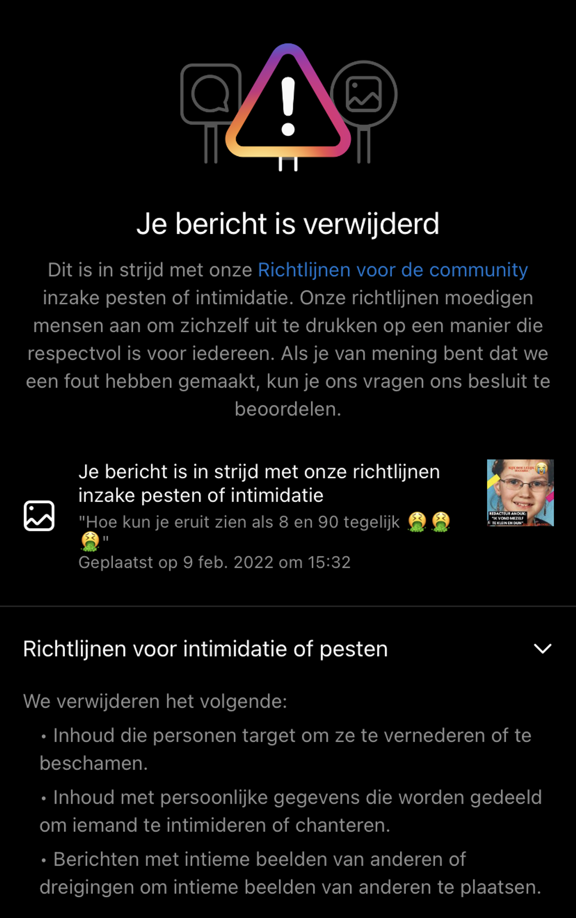 beam haat accoun insta rapporteren