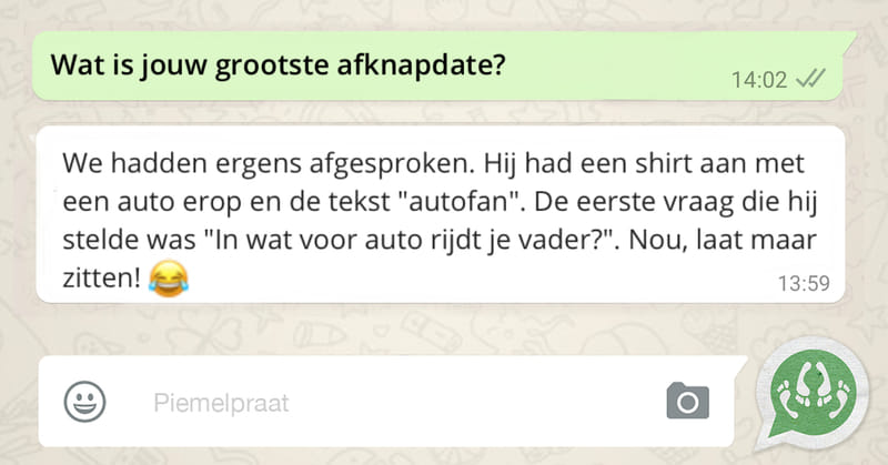 Afknapdates: "De eerste vraag was: 'In welke auto rijdt je vader?'"